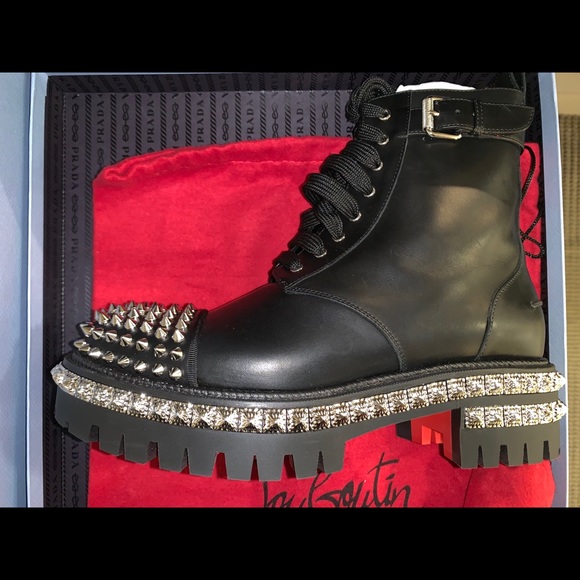 💯% Authentic!!!Christian Louboutin Black and Silver Ankle Boots - Picture 3 of 11